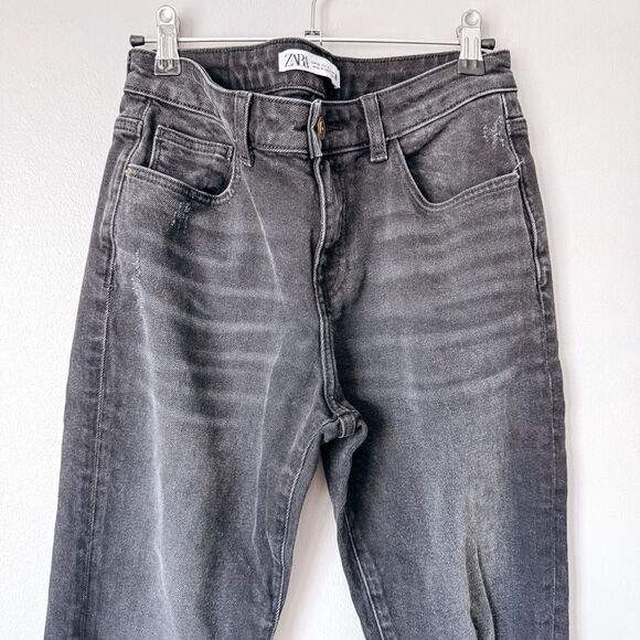 Zara Black Straight Leg High Rise Jean Size 4 - Picture 3 of 6